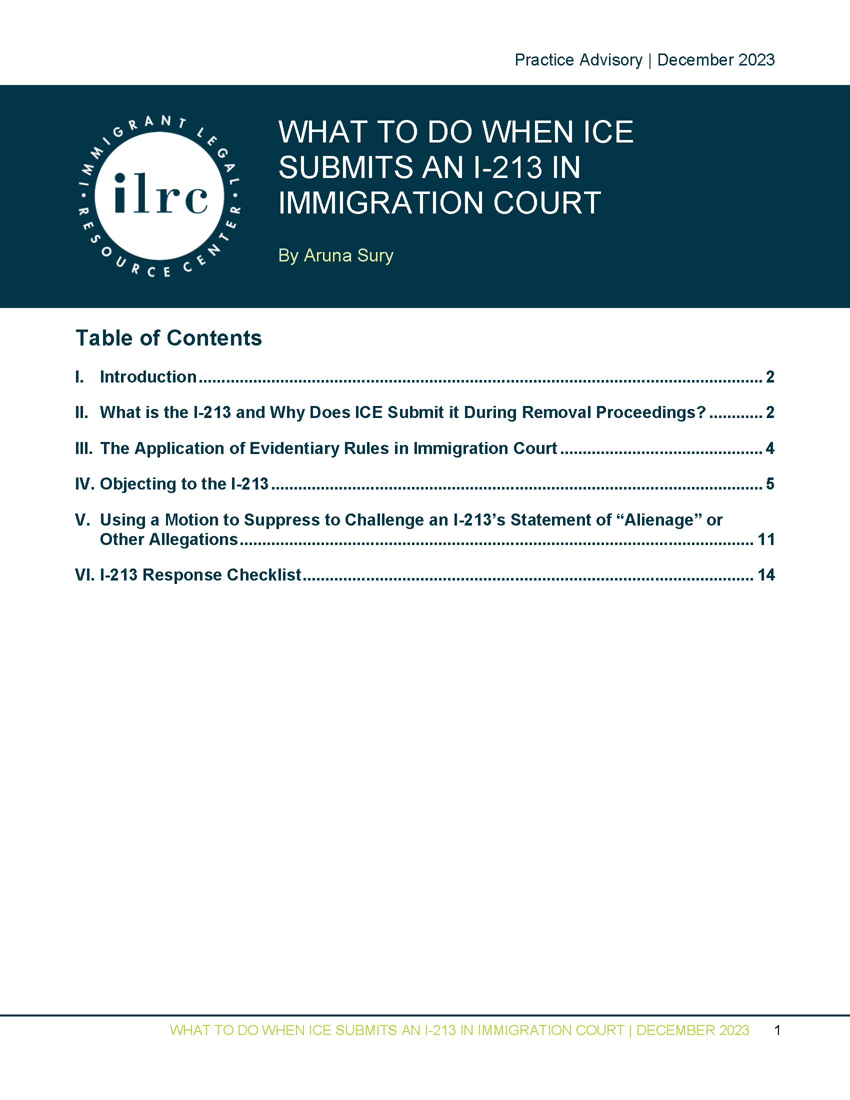 What to Do When ICE Submits an I213 in Immigration Court Immigrant Legal Resource Center ILRC